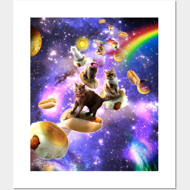 Space Cats Riding Hot Dogs Wall Art by Random Galaxy